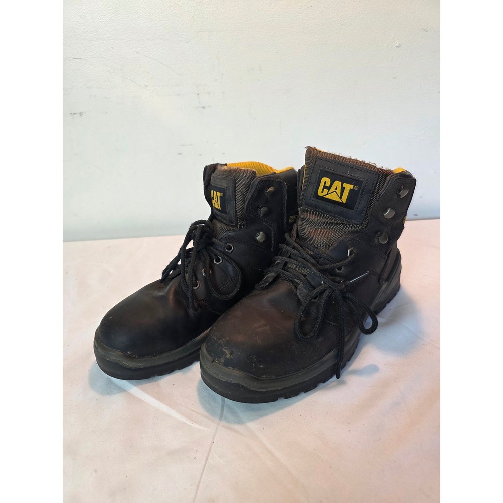 Caterpillar Mens Second Shift Steel Toe Work Boots Black P91672 Size 10 Wide